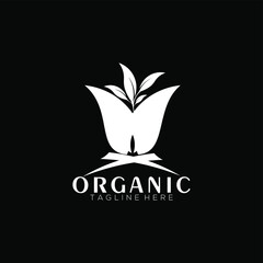 white raja organic leaf plant vector logo