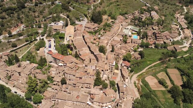 Aerial view of beautiful village in Spain. Drone Spain