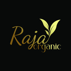 gold raja organic leaf plant vector logo