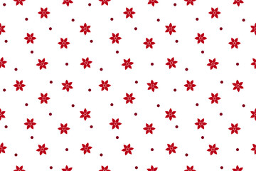 simple red flowers and dots seamless pattern, clean minimalistic wallpaper, white background, vector illustration flat design