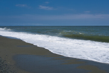 海, 海岸, 波, 浜, 砂, 水, 白波, 空, 青