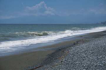 海, 海岸, 波, 浜, 砂, 水, 白波, 空, 青