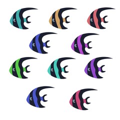 Fototapeta premium set Vector illustration of a Moorish Idol fish bakround Moorish Idol fish patern Moorish Idol fish stickers