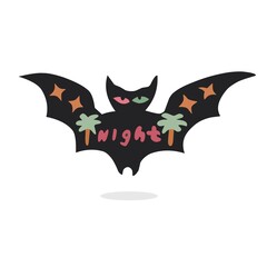 vector illustration of a bat isolated white background