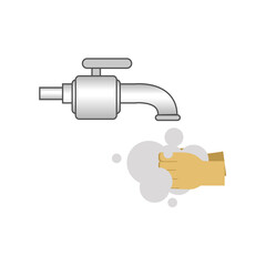 vector illustration wash hands with white background, clean hands from germs