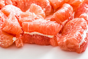 Close-up of red-meat honey pomelo still life