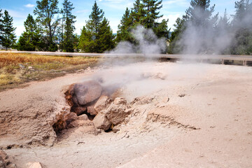 Fumaroles at Fountain Paint Pot Trail in Yellowstone National Park