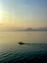 fishing boat at sunset