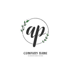 A P AP Initial handwriting and signature logo design with circle. Beautiful design handwritten logo for fashion, team, wedding, luxury logo.