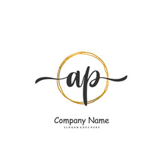 A P AP Initial handwriting and signature logo design with circle. Beautiful design handwritten logo for fashion, team, wedding, luxury logo.