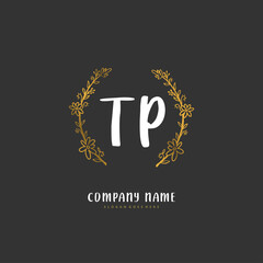 T P TP Initial handwriting and signature logo design with circle. Beautiful design handwritten logo for fashion, team, wedding, luxury logo.