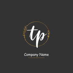Obraz premium T P TP Initial handwriting and signature logo design with circle. Beautiful design handwritten logo for fashion, team, wedding, luxury logo.