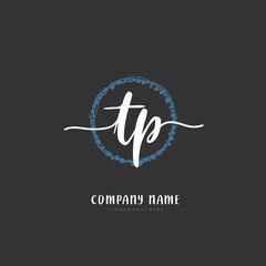 T P TP Initial handwriting and signature logo design with circle. Beautiful design handwritten logo for fashion, team, wedding, luxury logo.