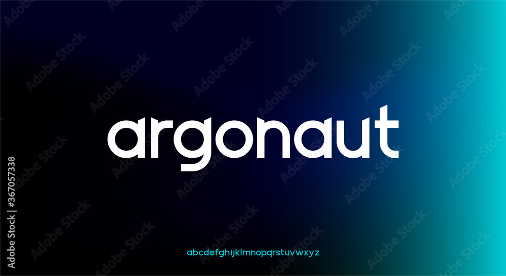Poster argonaut, an abstract technology science alphabet lowercase font. digital space typography vector il