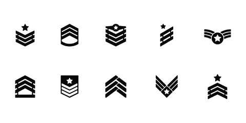 Collection of military rank icon or logo isolated on white background