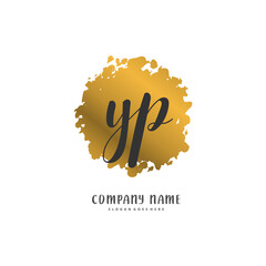 Y P YP Initial handwriting and signature logo design with circle. Beautiful design handwritten logo for fashion, team, wedding, luxury logo.