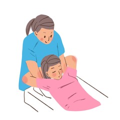 A woman takes chiropractic 