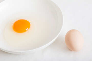 A close-up of yolks and runny eggs