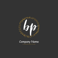 Fototapeta na wymiar B P BP Initial handwriting and signature logo design with circle. Beautiful design handwritten logo for fashion, team, wedding, luxury logo.