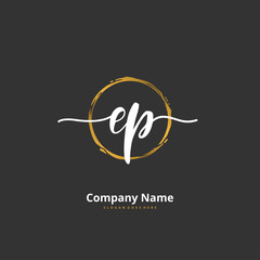 E P EP Initial handwriting and signature logo design with circle. Beautiful design handwritten logo for fashion, team, wedding, luxury logo.