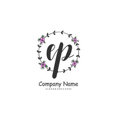 E P EP Initial handwriting and signature logo design with circle. Beautiful design handwritten logo for fashion, team, wedding, luxury logo.