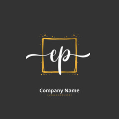 E P EP Initial handwriting and signature logo design with circle. Beautiful design handwritten logo for fashion, team, wedding, luxury logo.