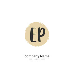 E P EP Initial handwriting and signature logo design with circle. Beautiful design handwritten logo for fashion, team, wedding, luxury logo.