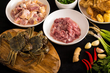 Ingredients hot pot side dishes pose
