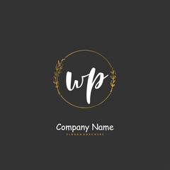 W P WP Initial handwriting and signature logo design with circle. Beautiful design handwritten logo for fashion, team, wedding, luxury logo.
