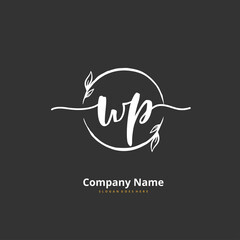 W P WP Initial handwriting and signature logo design with circle. Beautiful design handwritten logo for fashion, team, wedding, luxury logo.