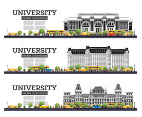 University Campus Set. Study Banners Isolated on White.