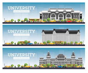 University Campus Set. Study Banners.