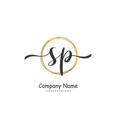S P SP Initial handwriting and signature logo design with circle. Beautiful design handwritten logo for fashion, team, wedding, luxury logo.