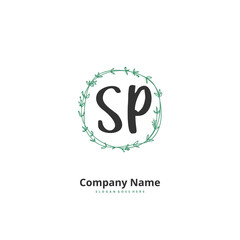S P SP Initial handwriting and signature logo design with circle. Beautiful design handwritten logo for fashion, team, wedding, luxury logo.