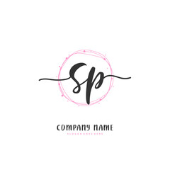 S P SP Initial handwriting and signature logo design with circle. Beautiful design handwritten logo for fashion, team, wedding, luxury logo.