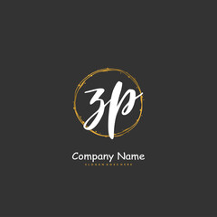 Z P ZP Initial handwriting and signature logo design with circle. Beautiful design handwritten logo for fashion, team, wedding, luxury logo.