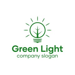 Green Light Bulb Logo Design