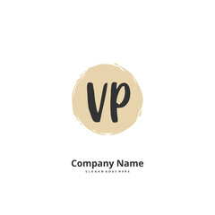 V P VP Initial handwriting and signature logo design with circle. Beautiful design handwritten logo for fashion, team, wedding, luxury logo.