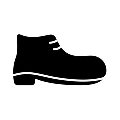 Outline logo of men's shoes. Silhouette short lace-up boot icon. Black simple illustration of boot with heel and sole. Symbol of product category in store. Flat isolated vector on white background