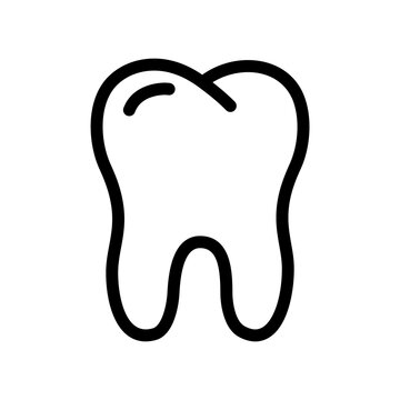 Whole healthy tooth icon. Linear logo of dentistry. Black simple illustration for dental clinic, oral care products. Contour isolated vector image on white background