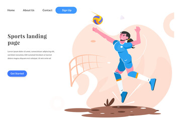 web landing page woman play volley ball
