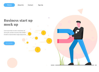 web landing page coin and magnet