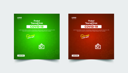 protect yourself from covid-19, together we create together we fight social media banner template 