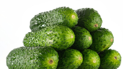 fresh green cucumber on white background