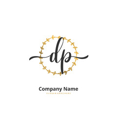 D P DP Initial handwriting and signature logo design with circle. Beautiful design handwritten logo for fashion, team, wedding, luxury logo.