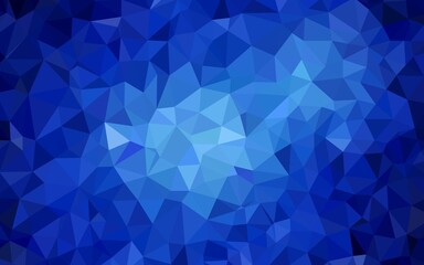 Dark BLUE vector triangle mosaic template. Triangular geometric sample with gradient.  Pattern for a brand book's backdrop.