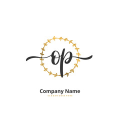 O P OP Initial handwriting and signature logo design with circle. Beautiful design handwritten logo for fashion, team, wedding, luxury logo.