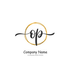 O P OP Initial handwriting and signature logo design with circle. Beautiful design handwritten logo for fashion, team, wedding, luxury logo.