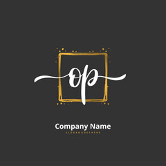O P OP Initial handwriting and signature logo design with circle. Beautiful design handwritten logo for fashion, team, wedding, luxury logo.