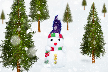 Christmas trees and snowmen